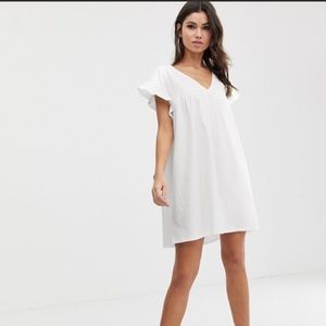 Asos white flutter sleeve dress